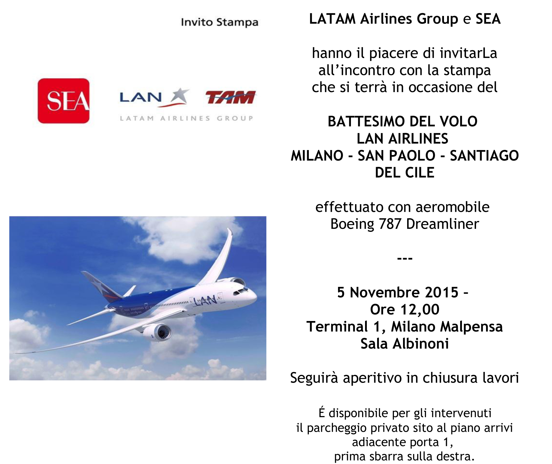 INVITO LANCIO LATAM Airlines Group